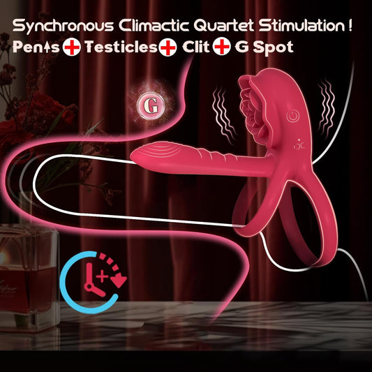 Blooming Desire Couples Vibrator with Cock Rings