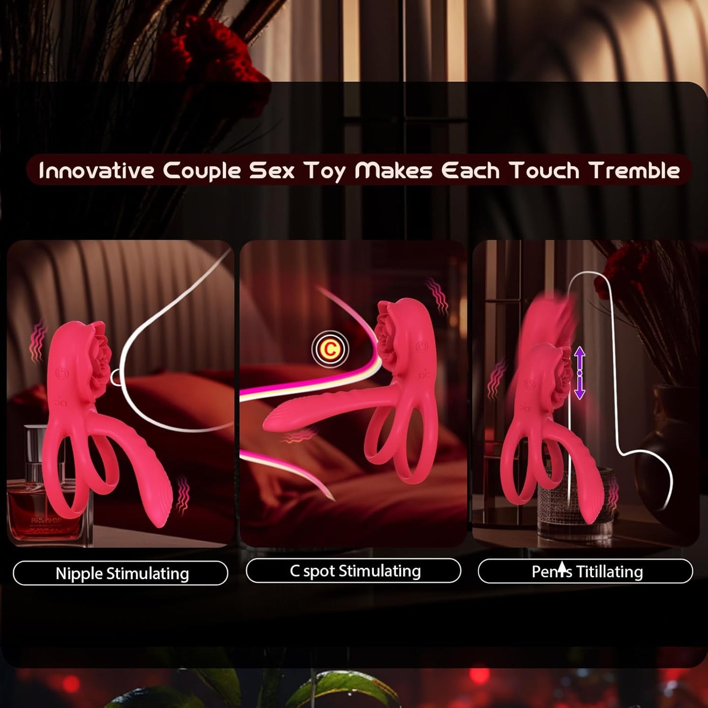 Blooming Desire Couples Vibrator with Cock Rings