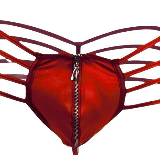 Men’s Luxury Seductive Zipper Briefs – Strappy Erotic Underwear in Red, Black, Gold & Fuchsia