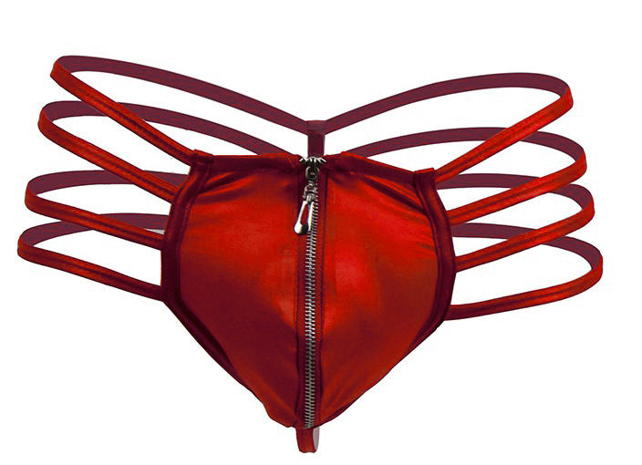 Men’s Luxury Seductive Zipper Briefs – Strappy Erotic Underwear in Red, Black, Gold & Fuchsia