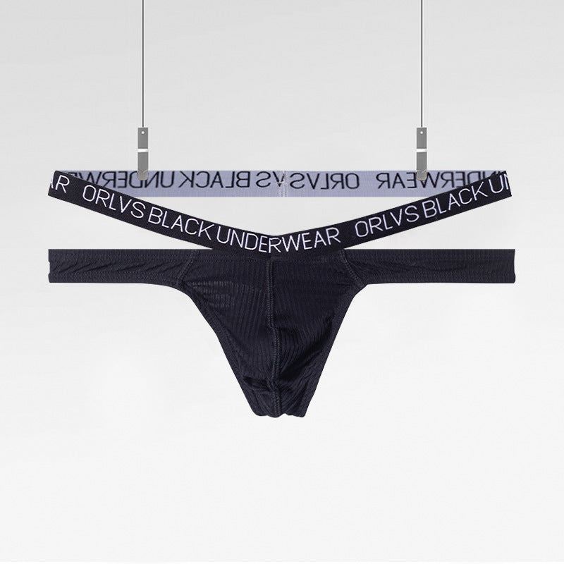 ORLVS Men’s Sexy Low-Rise Thong Underwear – Black, Yellow & Blue Erotic Briefs for Confident Men