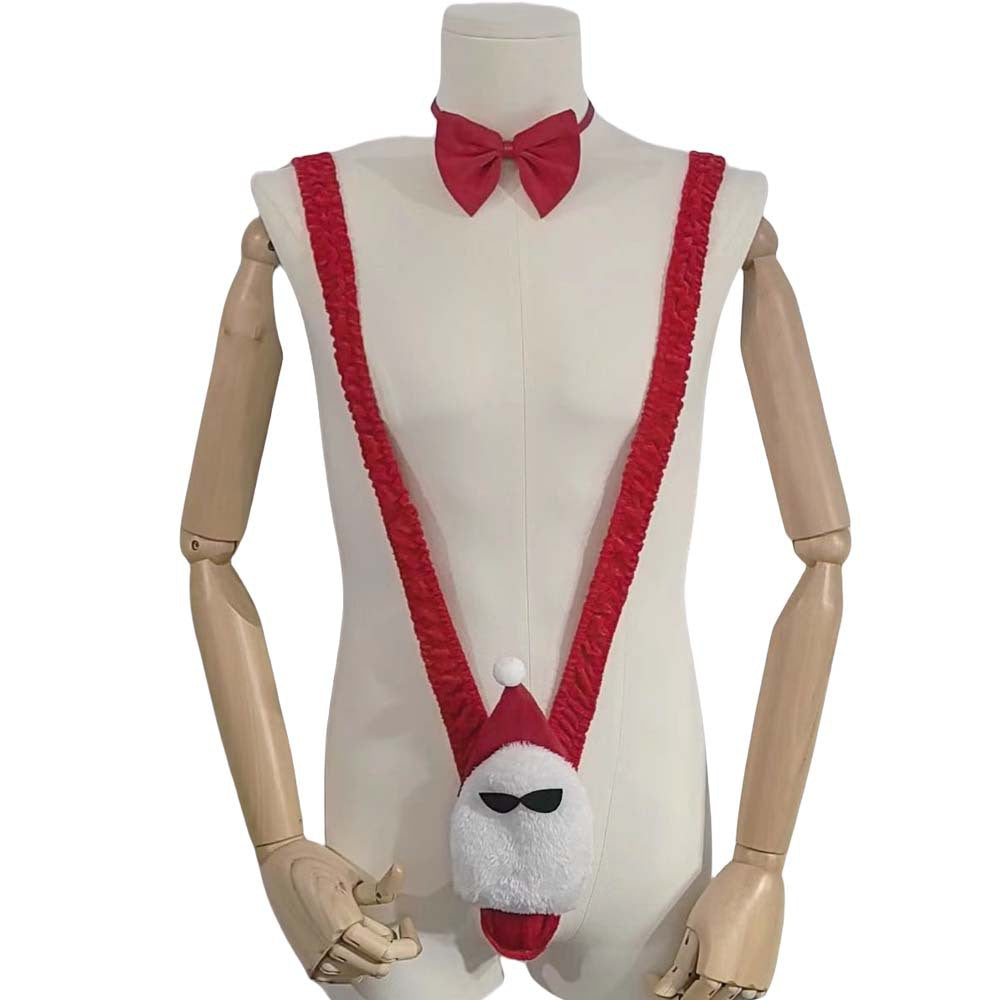 Men's Sexy Santa Claus V-String Thong – Naughty Christmas Lingerie for Men