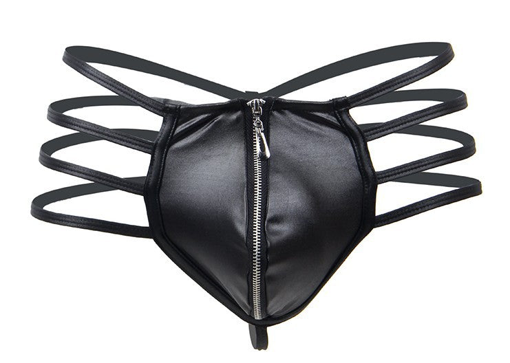 Men’s Luxury Seductive Zipper Briefs – Strappy Erotic Underwear in Red, Black, Gold & Fuchsia