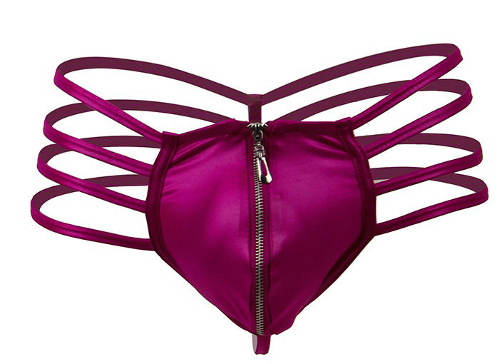 Men’s Luxury Seductive Zipper Briefs – Strappy Erotic Underwear in Red, Black, Gold & Fuchsia