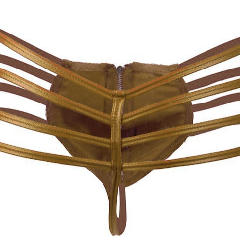 Men’s Luxury Seductive Zipper Briefs – Strappy Erotic Underwear in Red, Black, Gold & Fuchsia