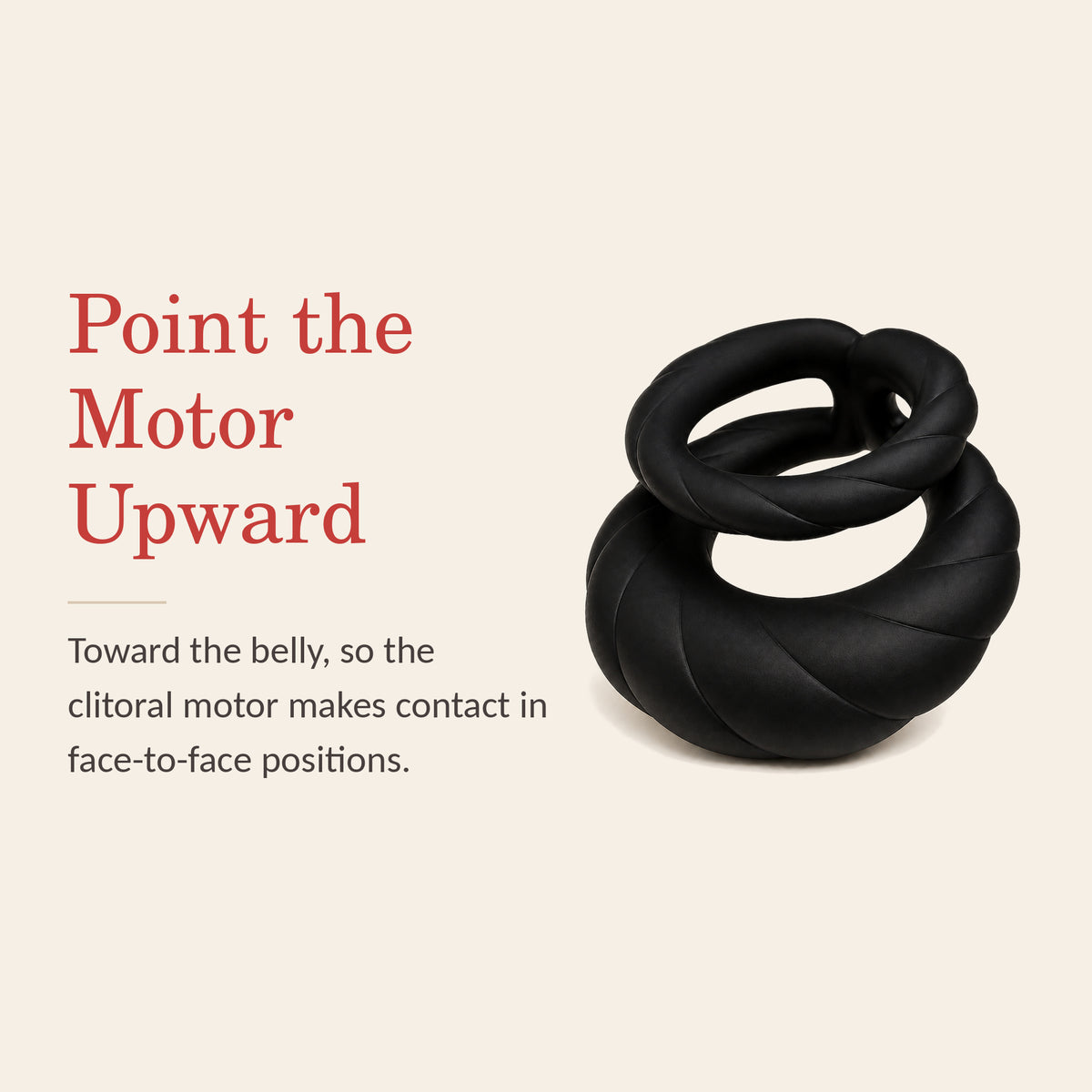 PulseForge Duo feature banner: point the clitoral motor upward toward the belly for face-to-face positions