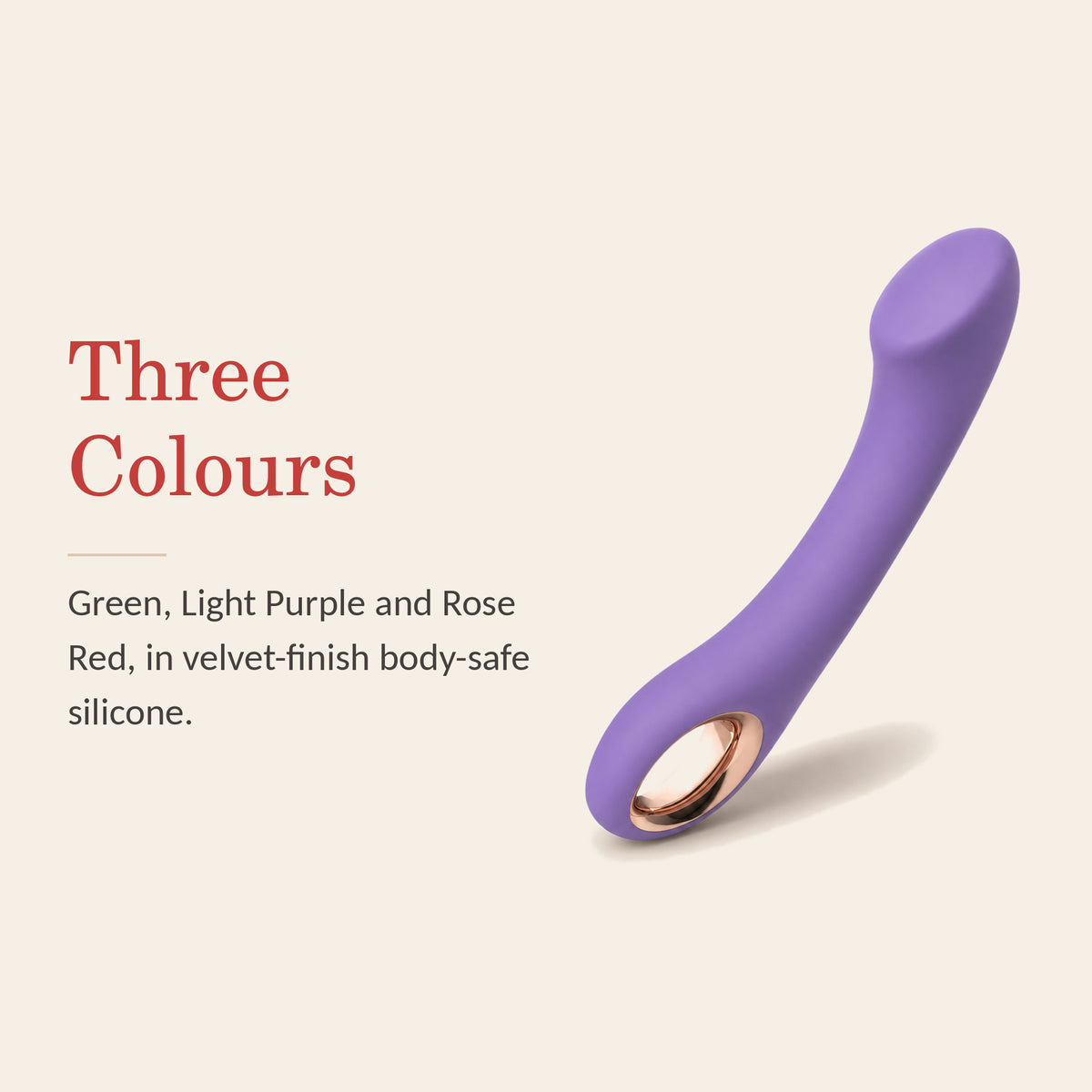 Velvet Pulse feature banner: three colours — green, light purple and rose red in velvet-finish silicone