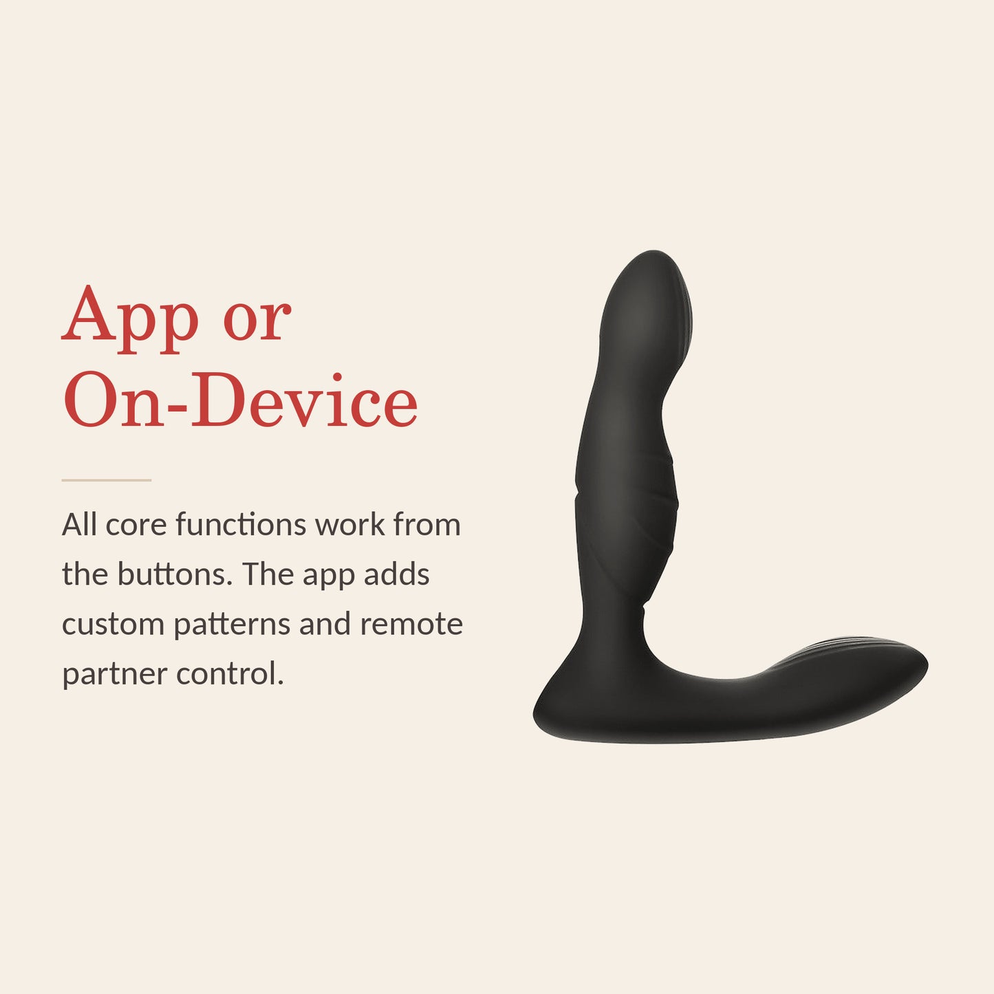 ApexPulse feature banner: all core functions work from the on-device buttons, the app adds patterns and remote control