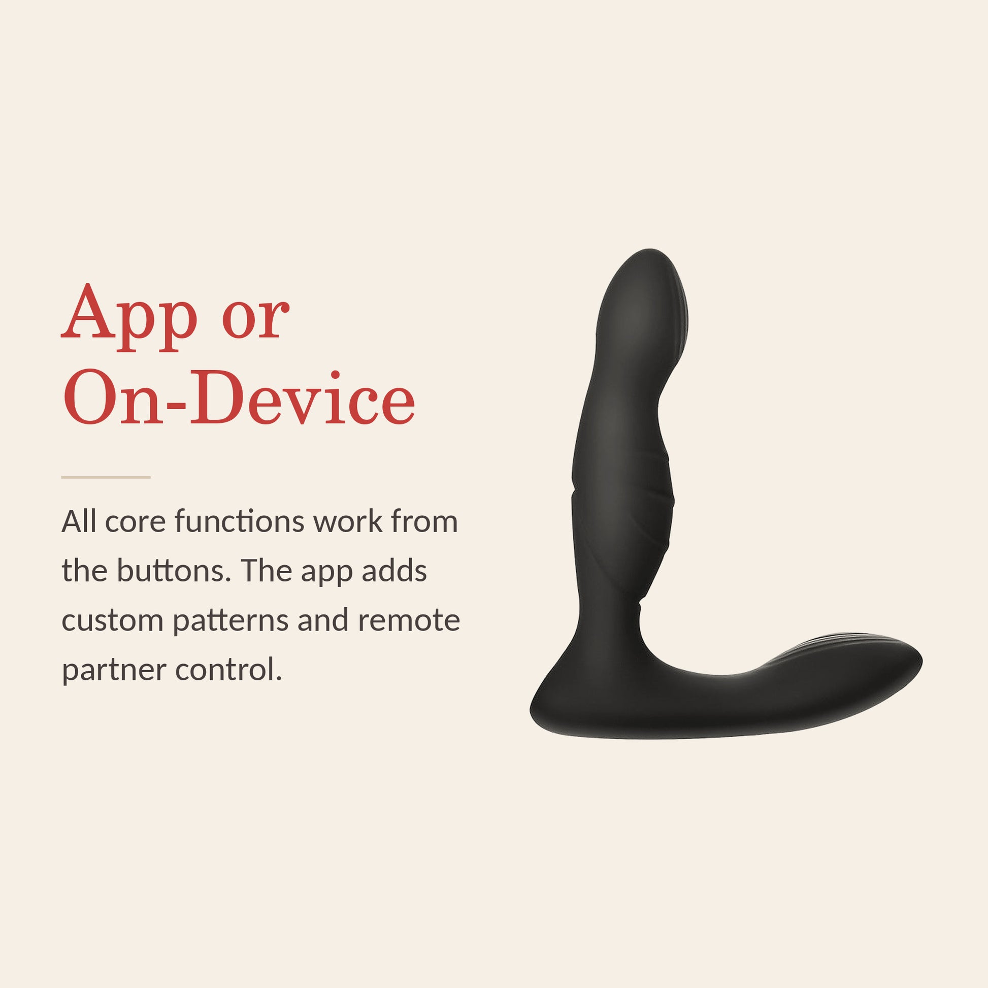 ApexPulse feature banner: all core functions work from the on-device buttons, the app adds patterns and remote control
