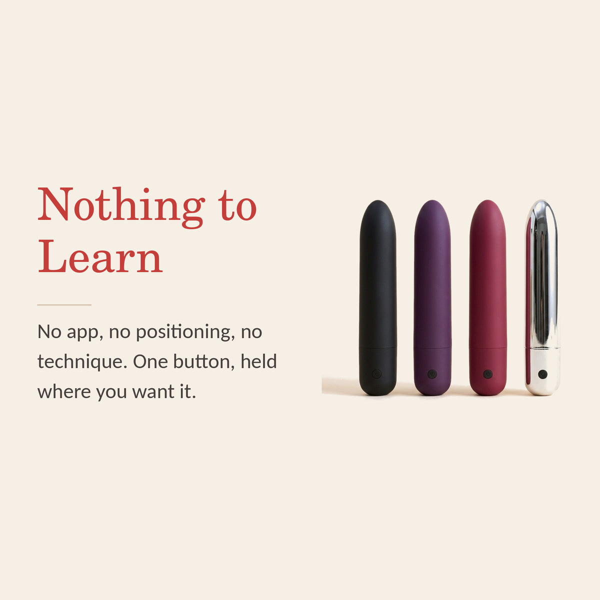 Bliss Bullet feature banner: nothing to learn — no app, no positioning, one button held where you want it
