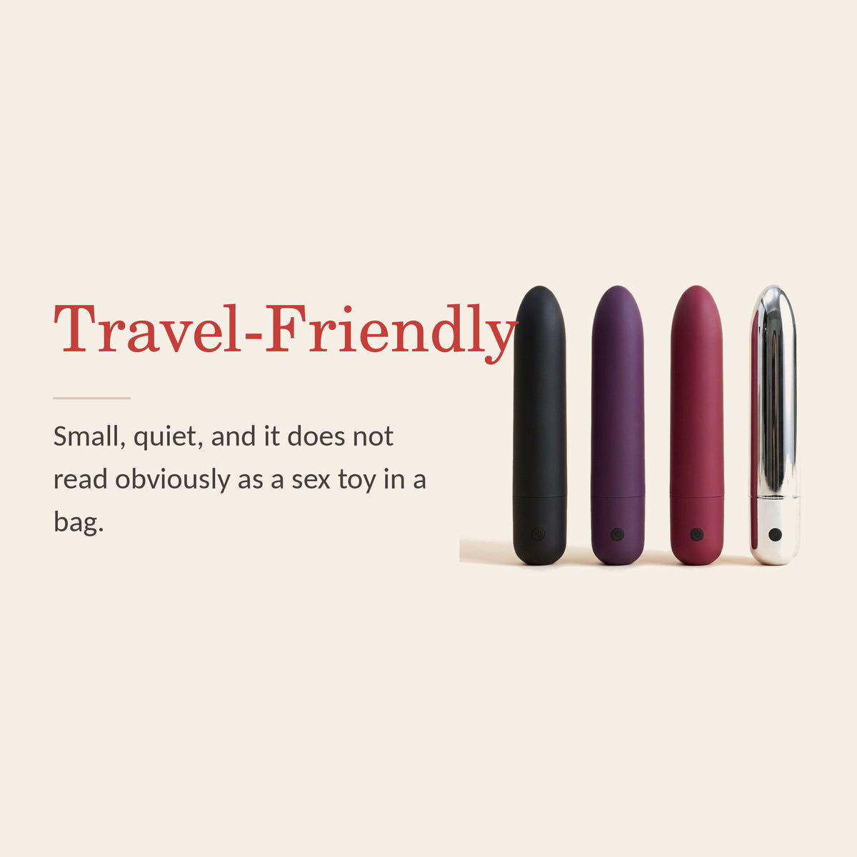 Bliss Bullet feature banner: travel-friendly — small, quiet, and it does not read obviously as a sex toy in a bag