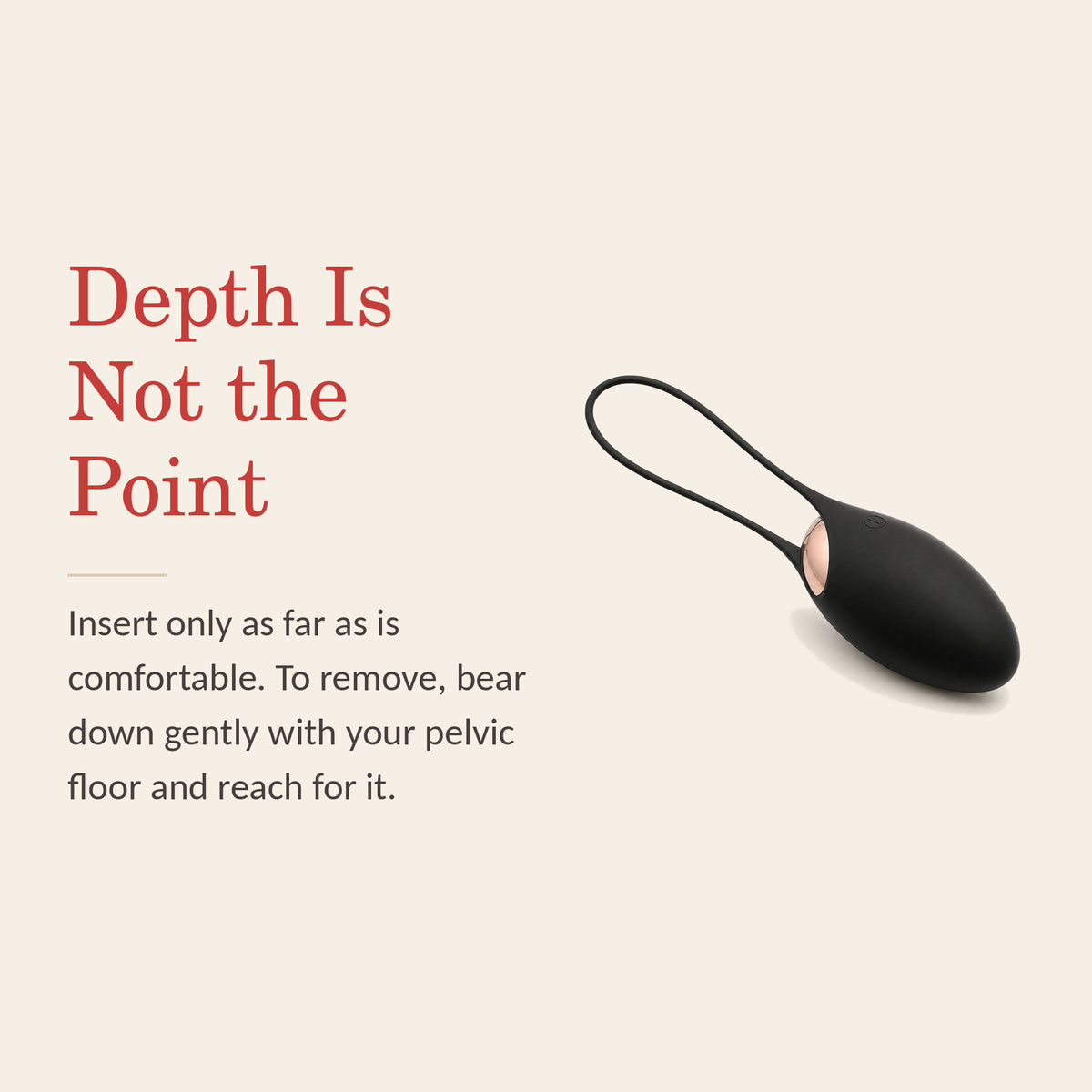 BlissLuna feature banner: insert only as far as is comfortable, and bear down gently with the pelvic floor to remove