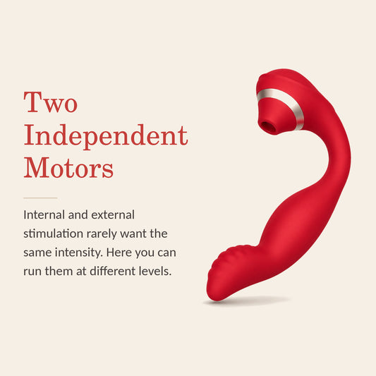 BlissWave Duo feature banner: two independent motors, so internal and external stimulation can run at different intensities