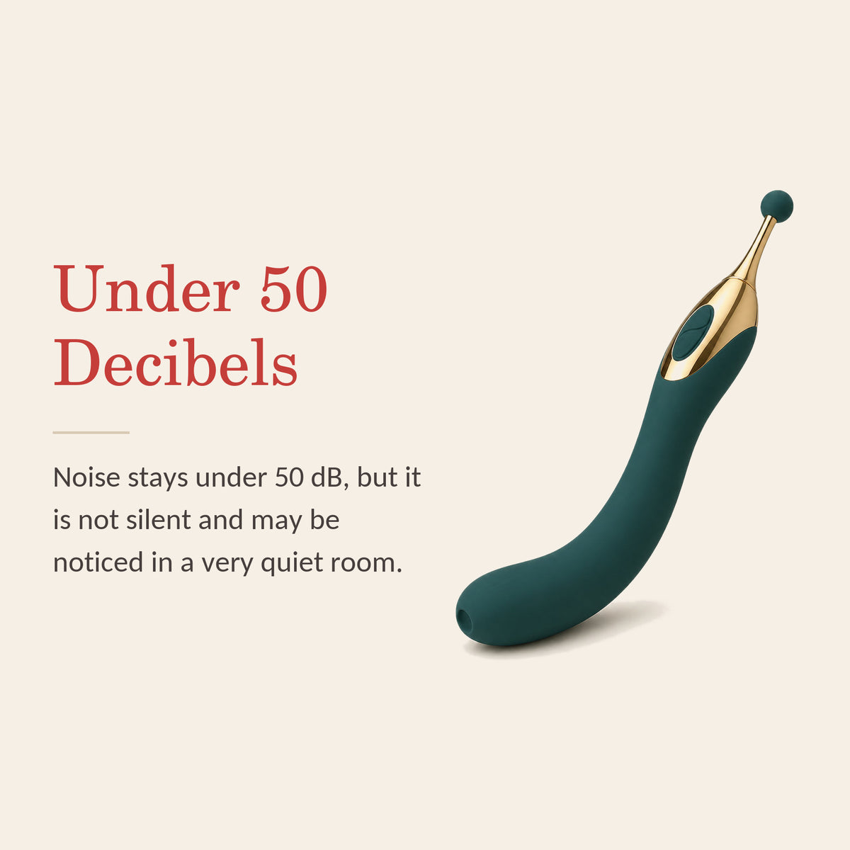 BloomWand Trio feature banner: Under 50 Decibels — not silent, and may be noticed in a very quiet room