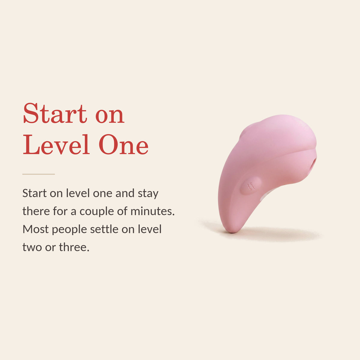 LunaDove feature banner: Start on Level One — stay on level one for a couple of minutes; most people settle on level two or three