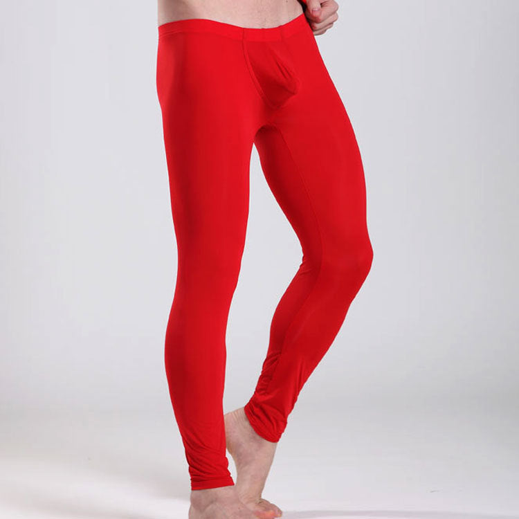 Men's Ice Silk Leggings — Seamless Dual-Pouch Base Layer