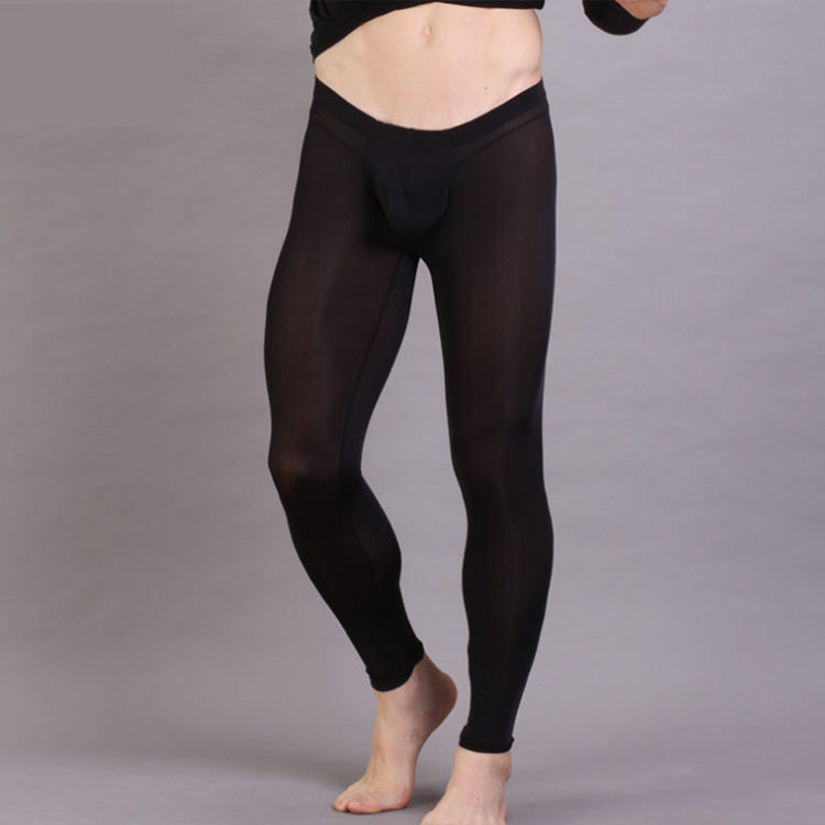 Men's Ice Silk Leggings — Seamless Dual-Pouch Base Layer