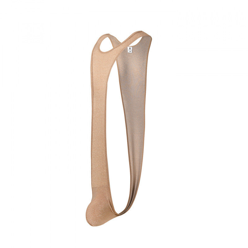 Men's Suspender Bodysuit — Ice Silk One-Piece with Contour Pouch