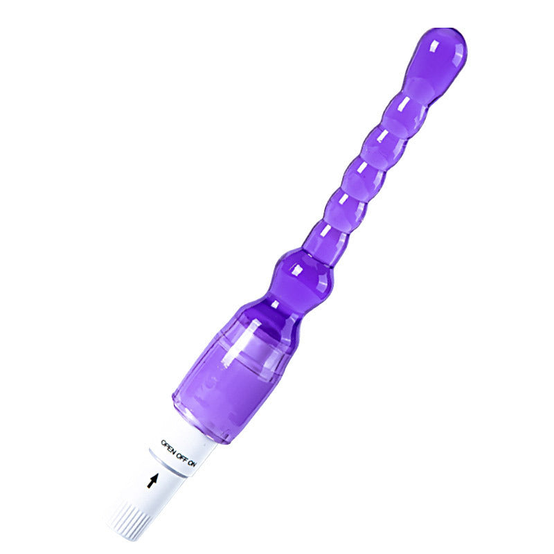 Translucent purple vibrating beaded wand with a twist-control base, from the beginner anal training kit