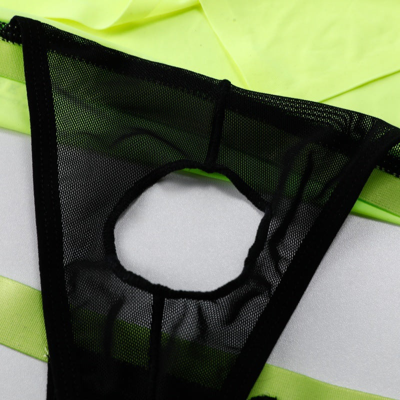 Men's Sheer Mesh Thong — Low-Rise Ice Silk Pouch Underwear