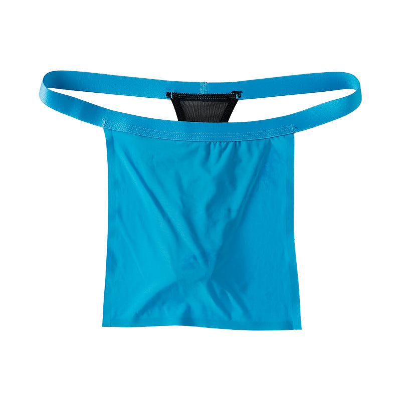 Men's Sheer Mesh Thong — Low-Rise Ice Silk Pouch Underwear
