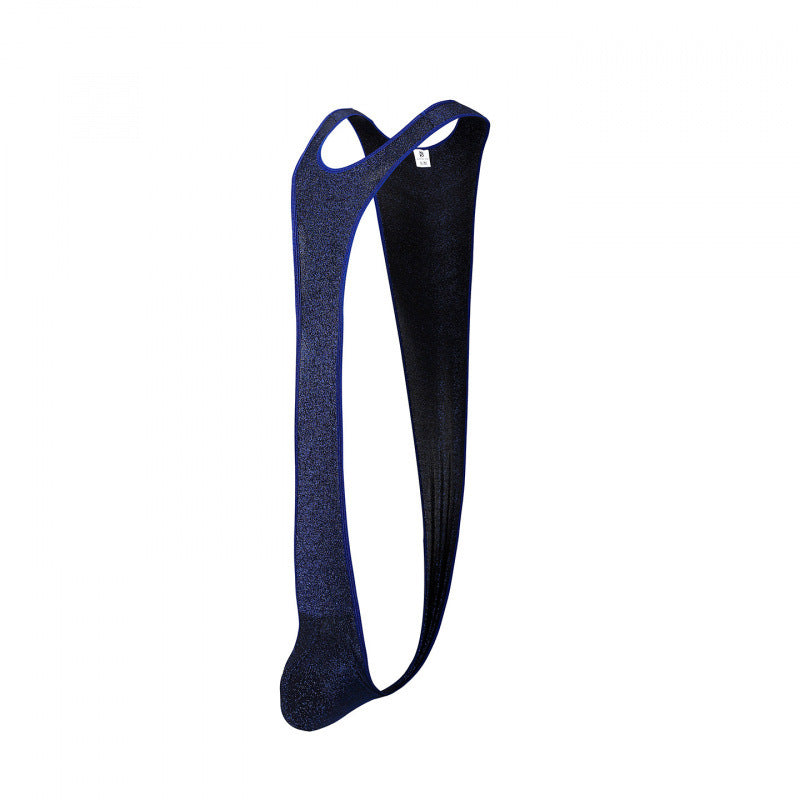 Men's Suspender Bodysuit — Ice Silk One-Piece with Contour Pouch