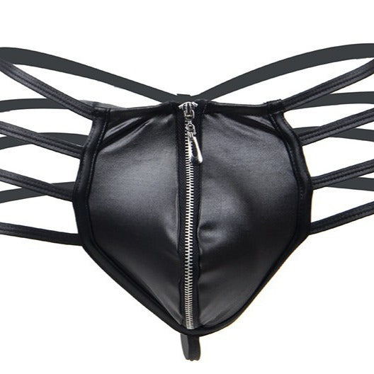 Men’s Luxury Seductive Zipper Briefs – Strappy Erotic Underwear in Red, Black, Gold & Fuchsia