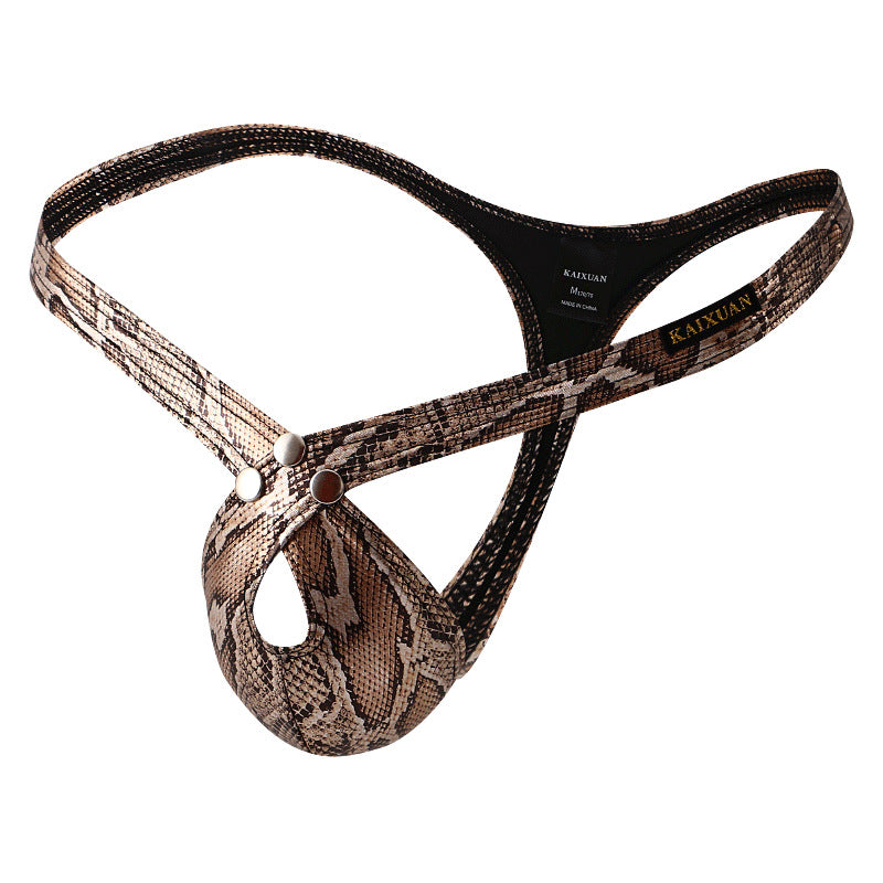 Men's Metallic Snakeskin Thong — Low-Rise Shine Underwear