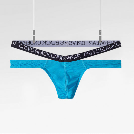 ORLVS Men's Low-Rise Thong Underwear – Black, Yellow & Blue Briefs