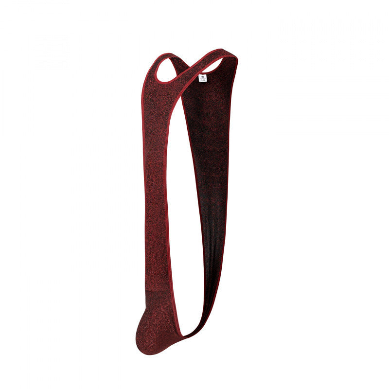 Men's Suspender Bodysuit — Ice Silk One-Piece with Contour Pouch