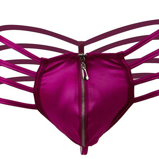 Men’s Luxury Seductive Zipper Briefs – Strappy Erotic Underwear in Red, Black, Gold & Fuchsia