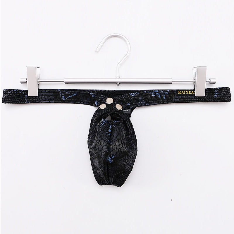 Men's Metallic Snakeskin Thong — Low-Rise Shine Underwear