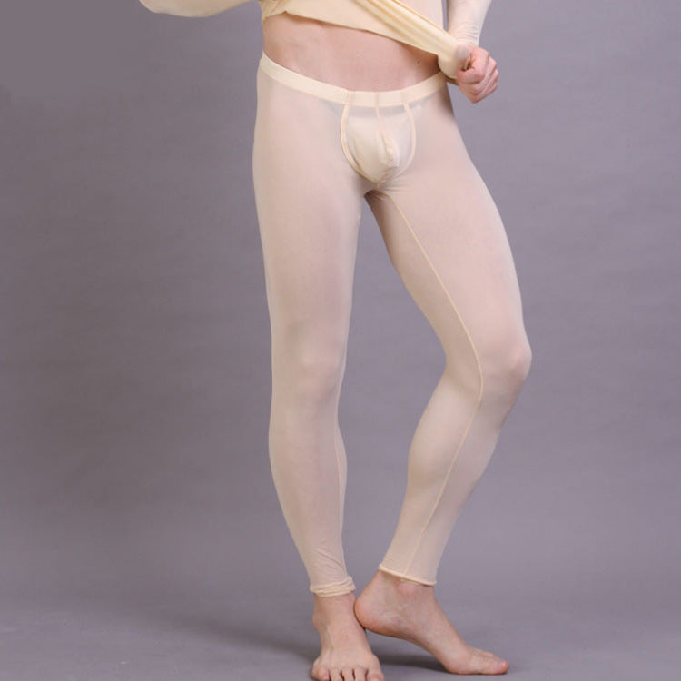 Men's Ice Silk Leggings — Seamless Dual-Pouch Base Layer