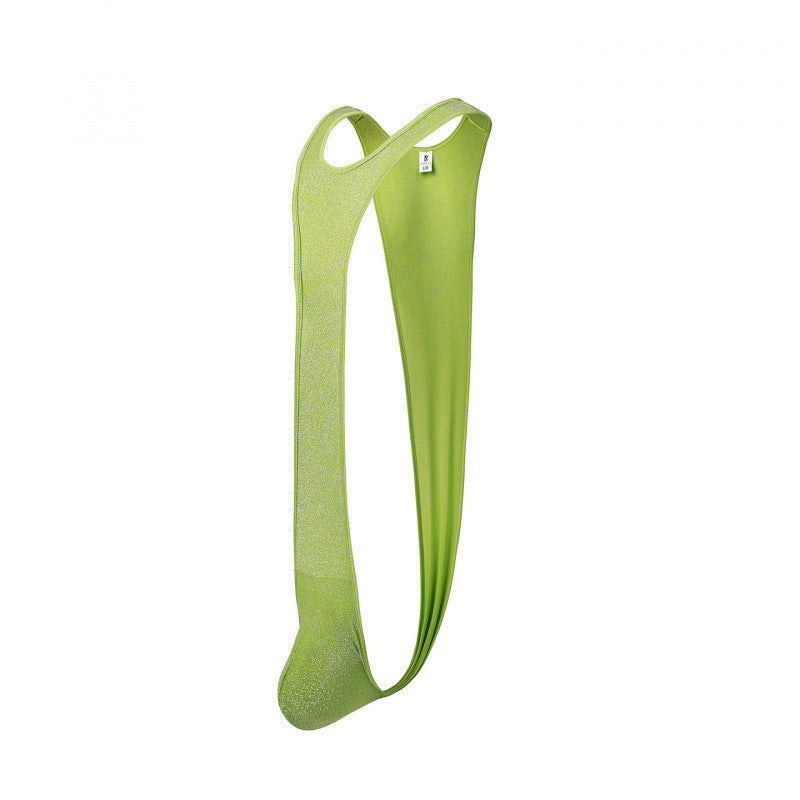 Men's Suspender Bodysuit — Ice Silk One-Piece with Contour Pouch