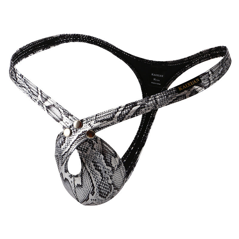 Men's Metallic Snakeskin Thong — Low-Rise Shine Underwear
