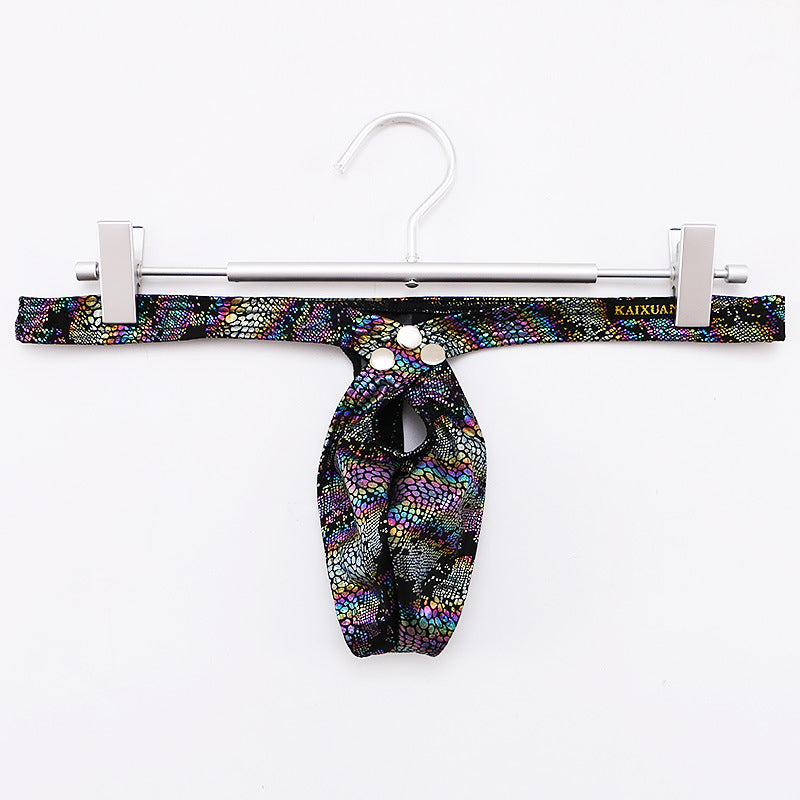 Men's Metallic Snakeskin Thong — Low-Rise Shine Underwear