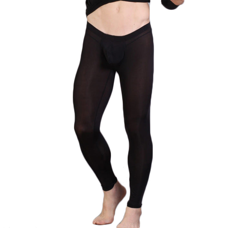 Men's Ice Silk Leggings — Seamless Dual-Pouch Base Layer