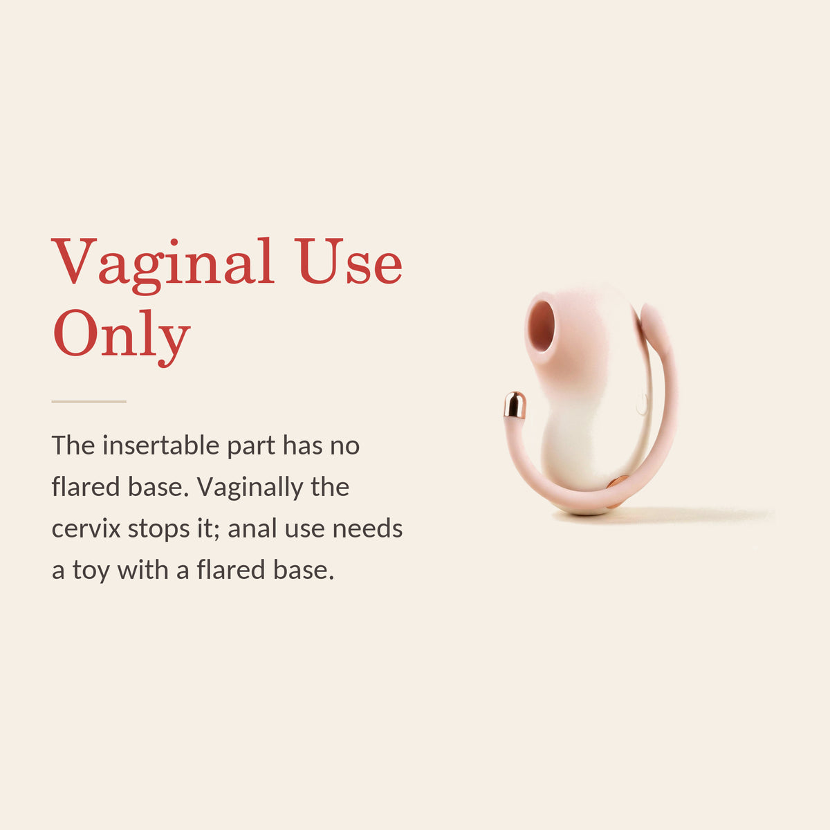 PodPulse Bean feature banner: Vaginal Use Only — the insertable part has no flared base; anal use needs a toy with a flared base