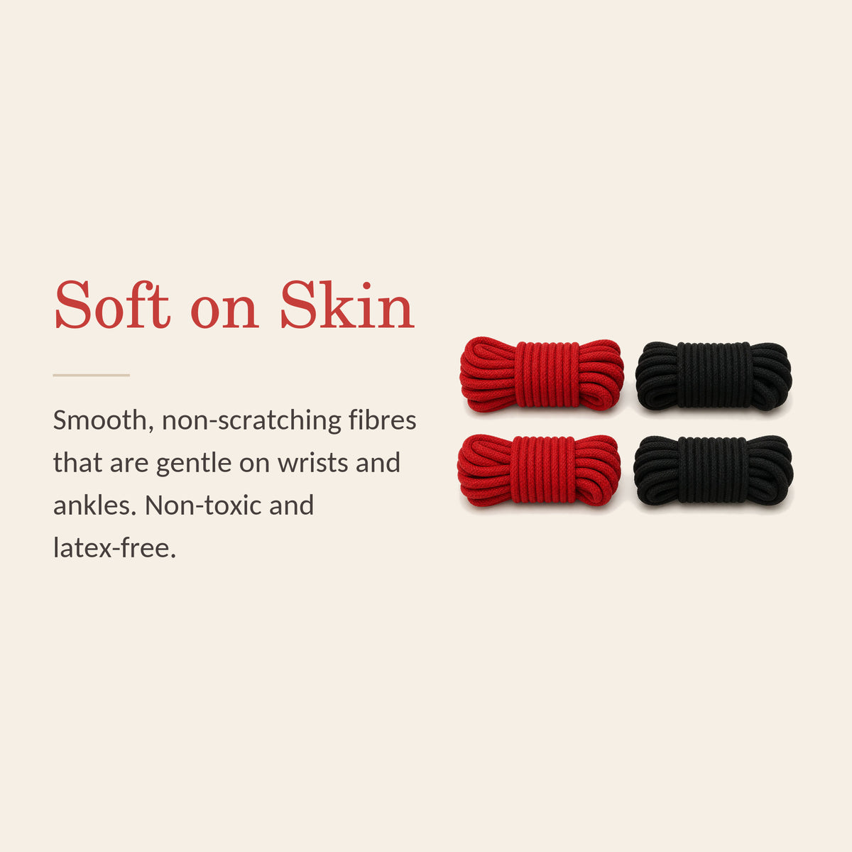 SilkBind feature banner: Soft on Skin — smooth, non-scratching fibres, non-toxic and latex-free