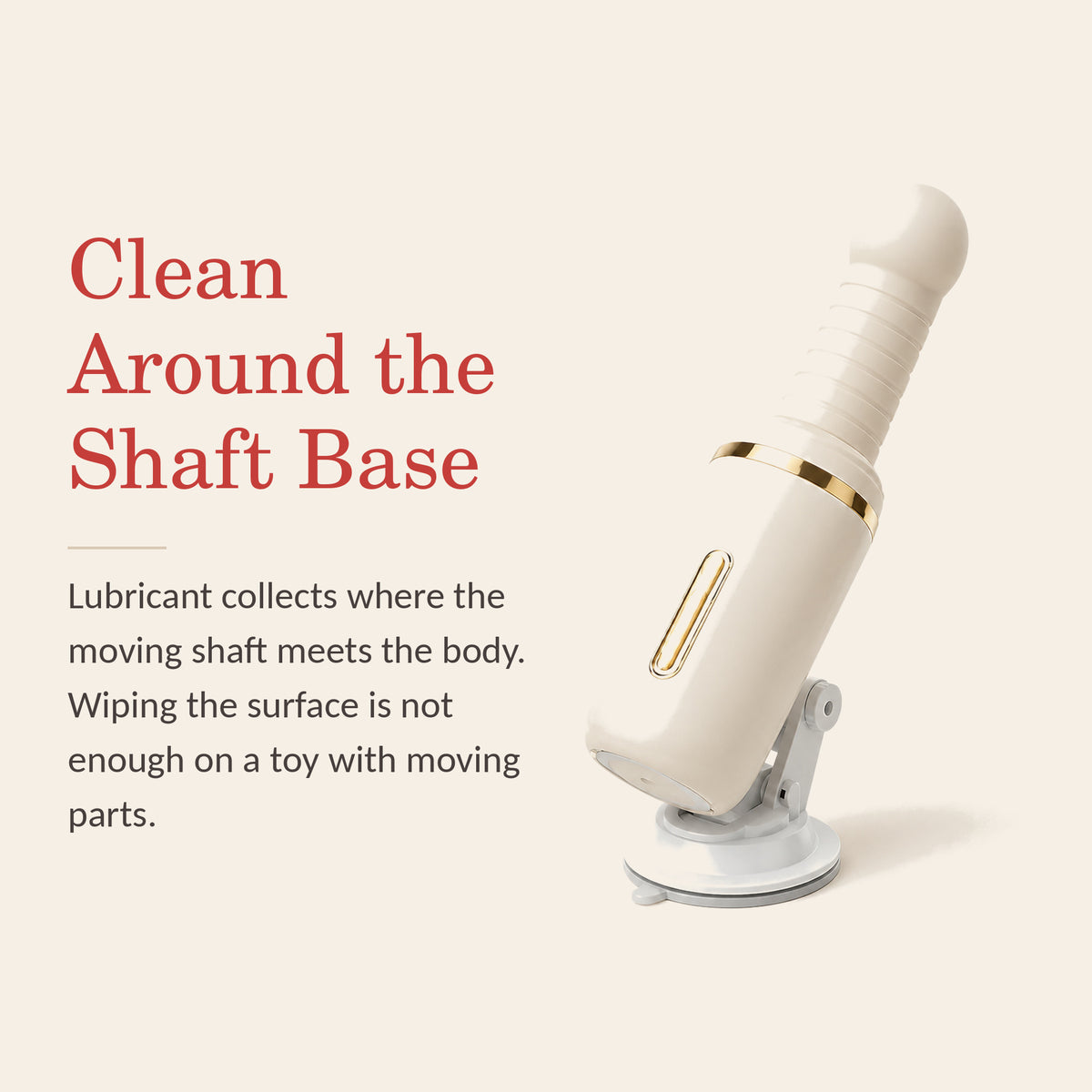 SteelBliss Pro feature banner: clean around the base of the thrusting shaft where lubricant collects