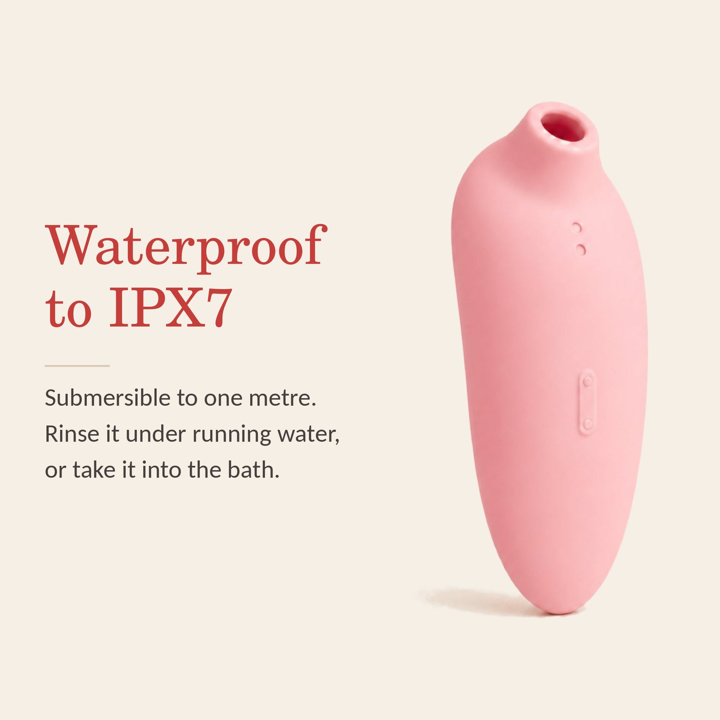 VelvetArc feature banner: waterproof to IPX7, submersible to one metre