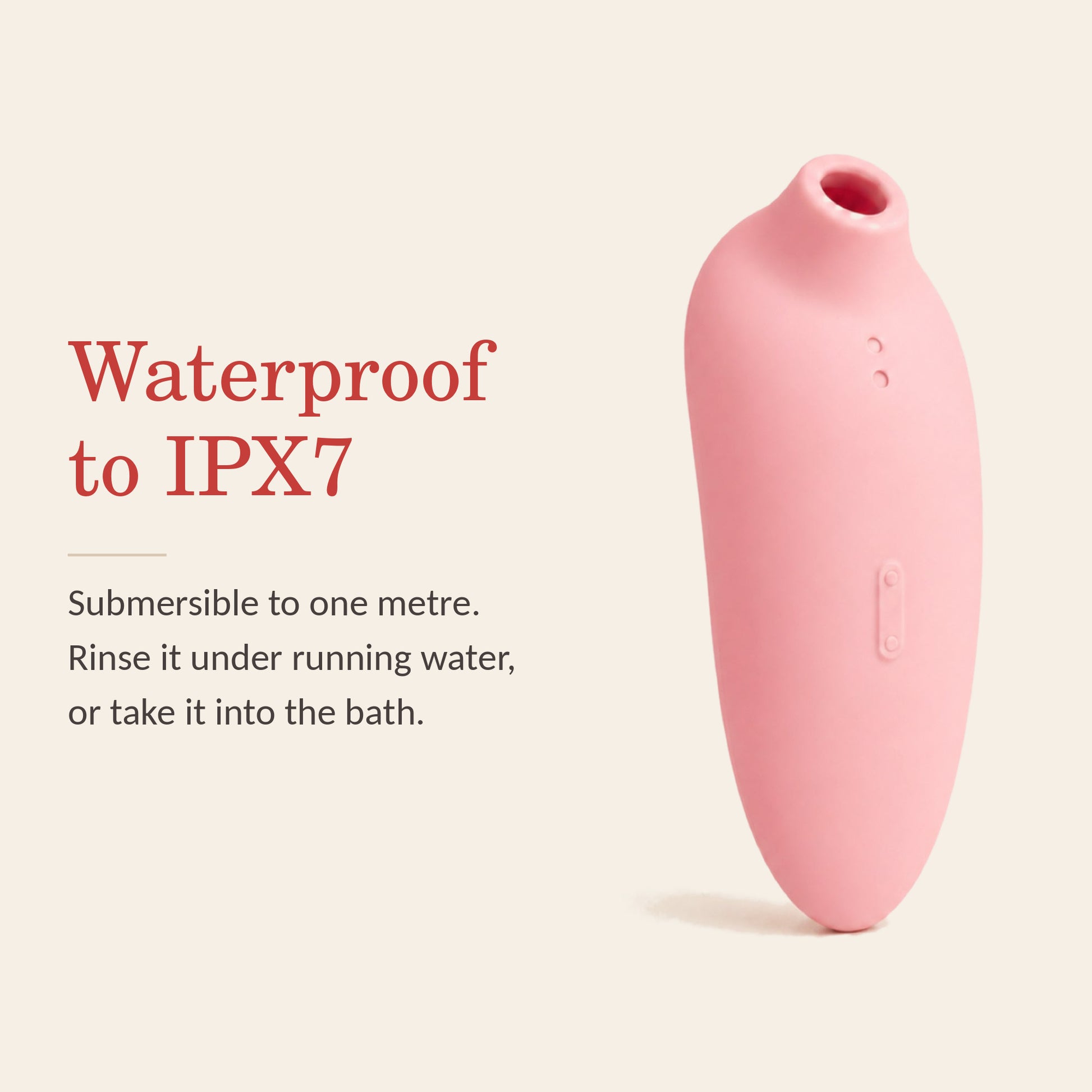 VelvetArc feature banner: waterproof to IPX7, submersible to one metre