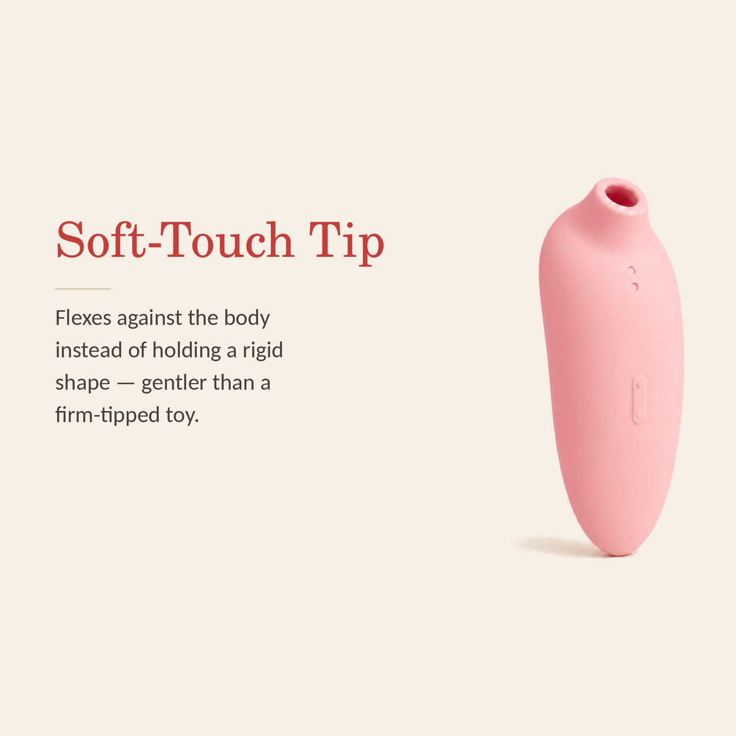 VelvetArc feature banner: soft-touch tip that flexes against the body instead of holding a rigid shape